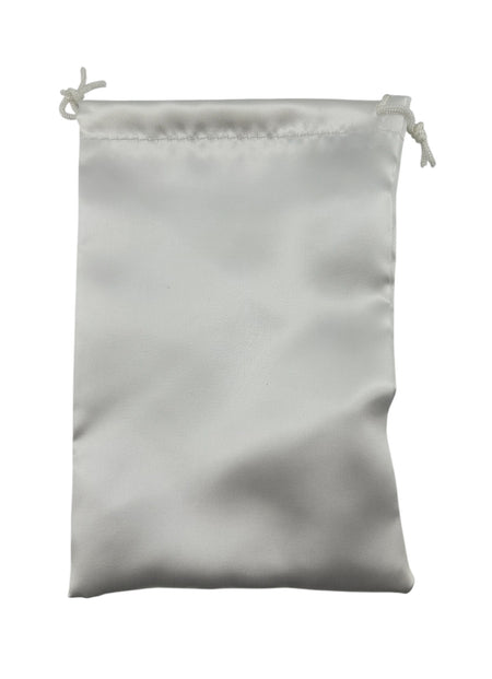White satin drawstring pouch 