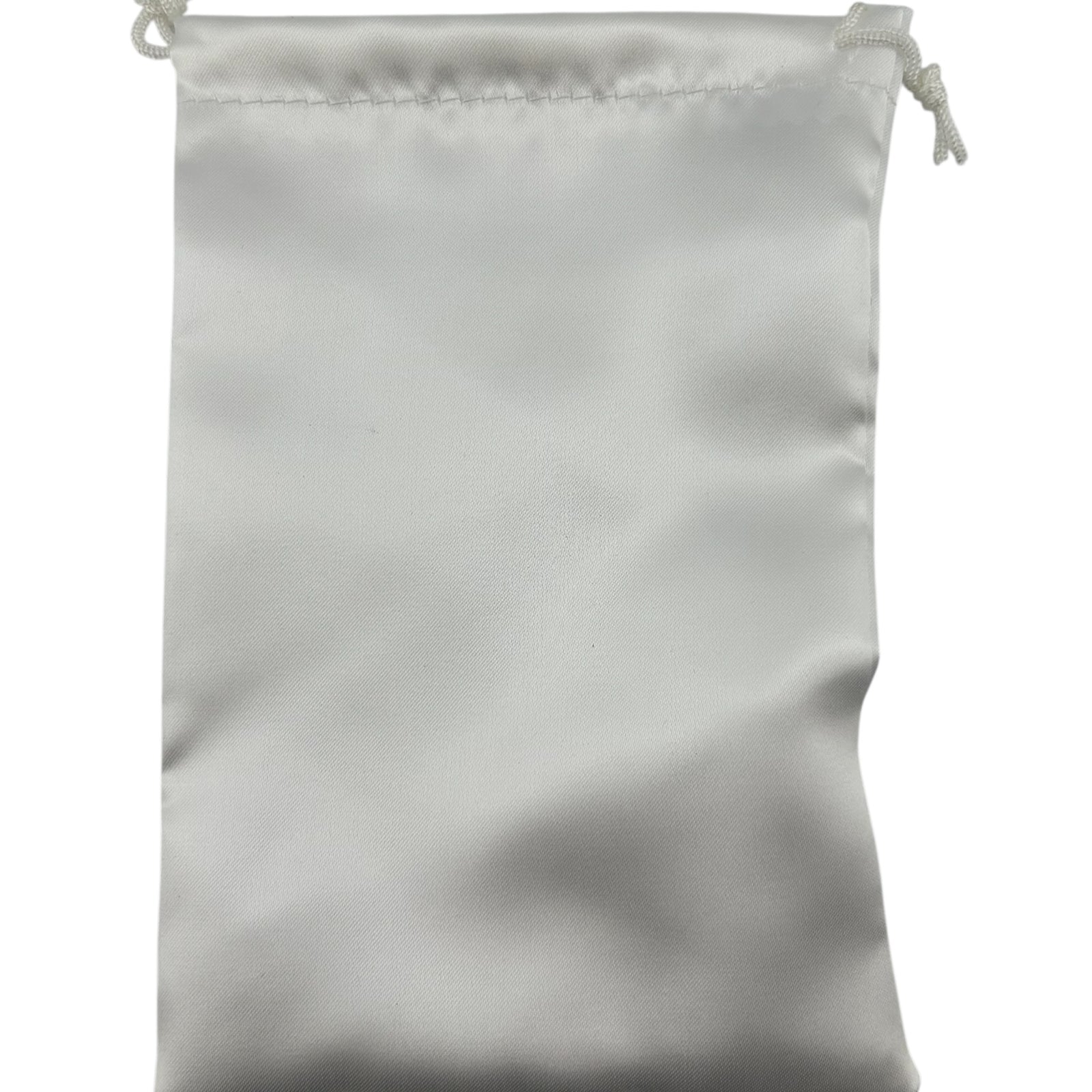 White satin drawstring pouch 