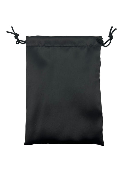 Black satin drawstring pouch 