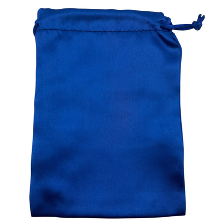 Blue satin drawstring pouch 