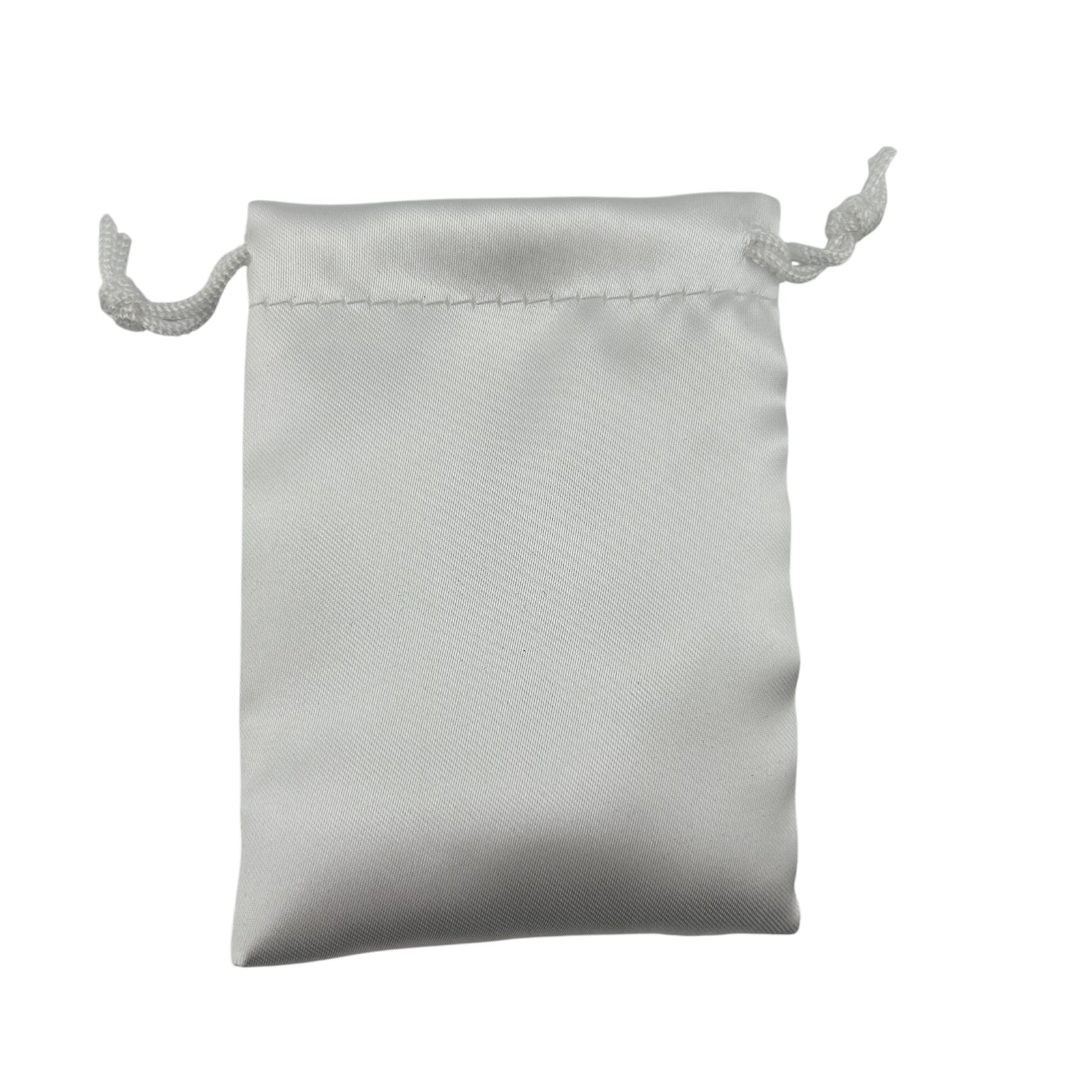 White satin drawstring pouch 