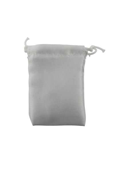 White satin drawstring pouch 