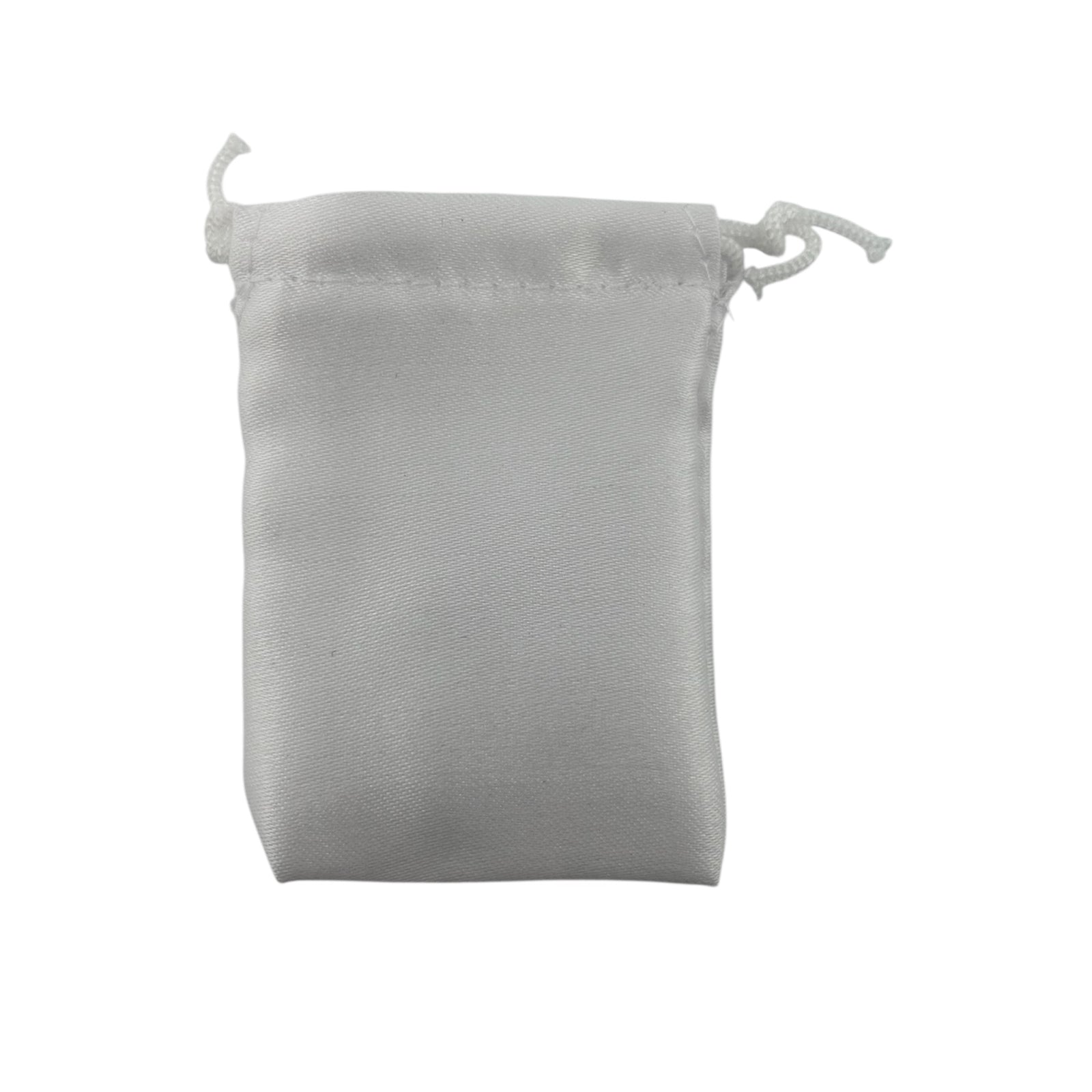 White satin drawstring pouch 