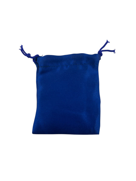 Blue satin drawstring pouch 