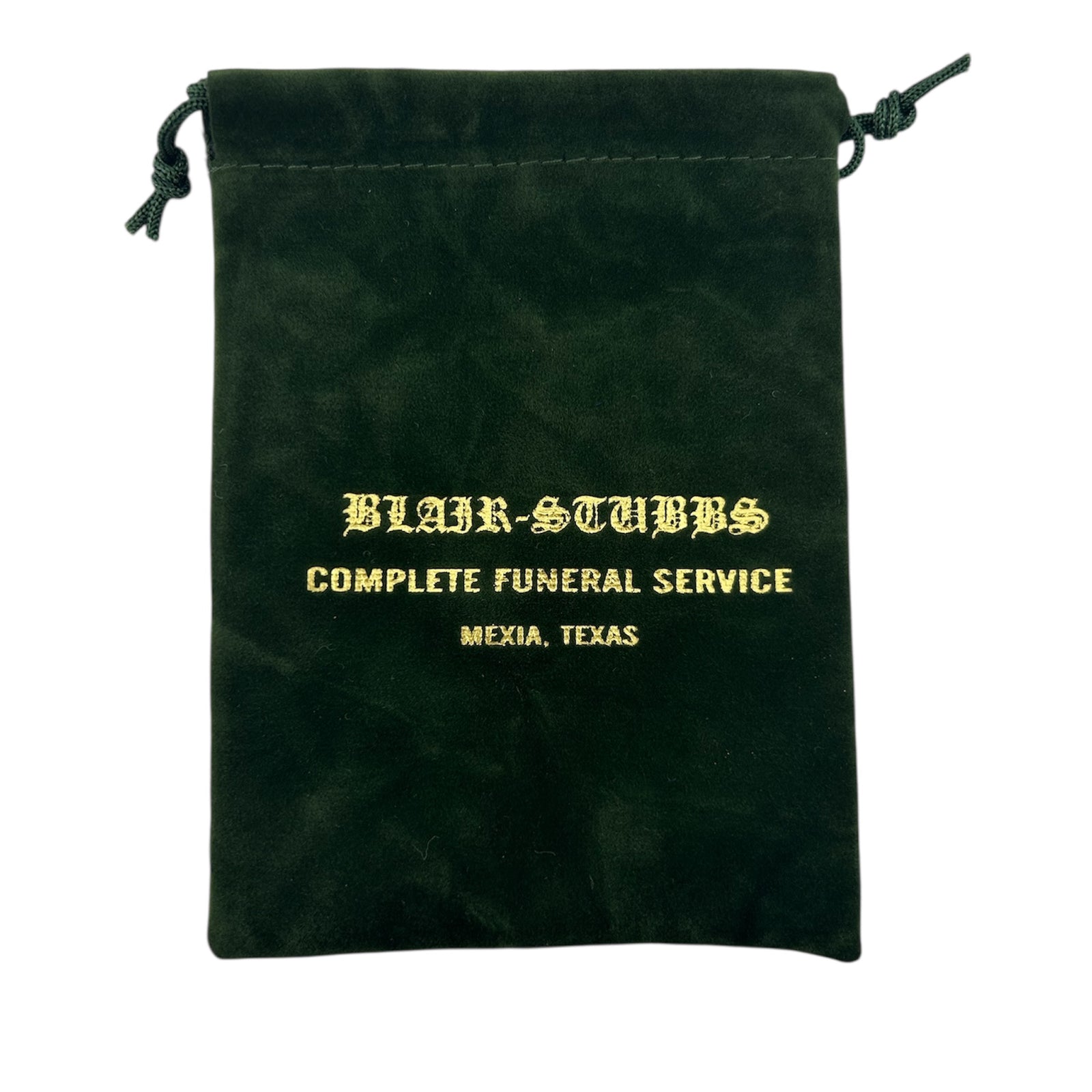 Green velour drawstring pouch