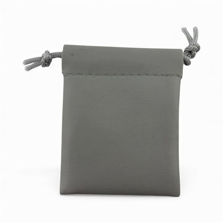 Gray Leatherette drawstring pouch 