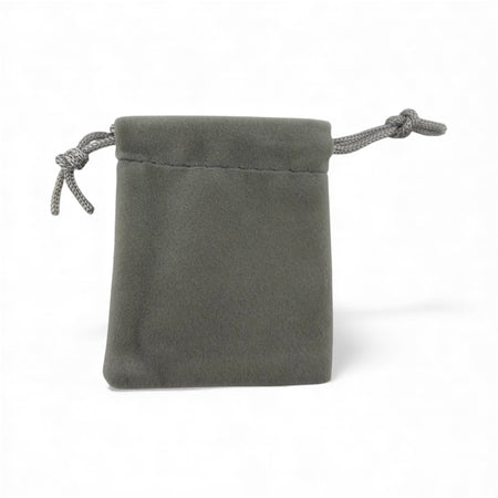 Gray velvet drawstring pouch 