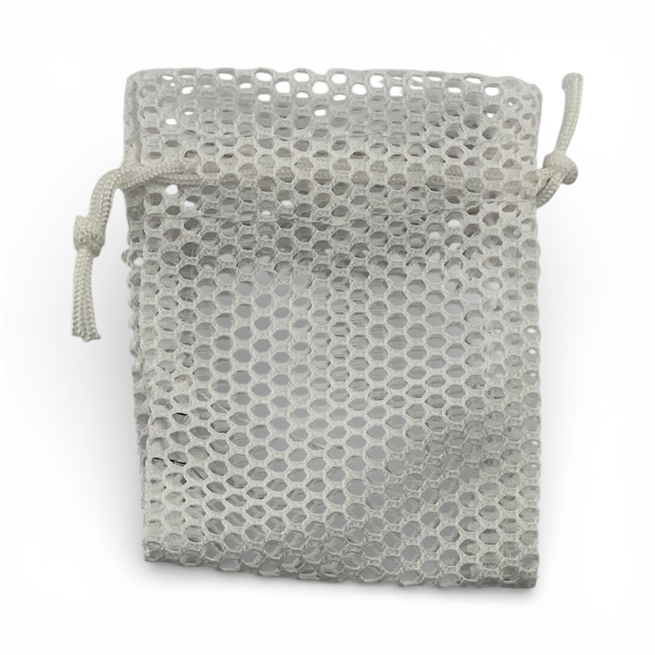 2 3/4 x 3 1/4 White Fishnet Drawstring Pouch
