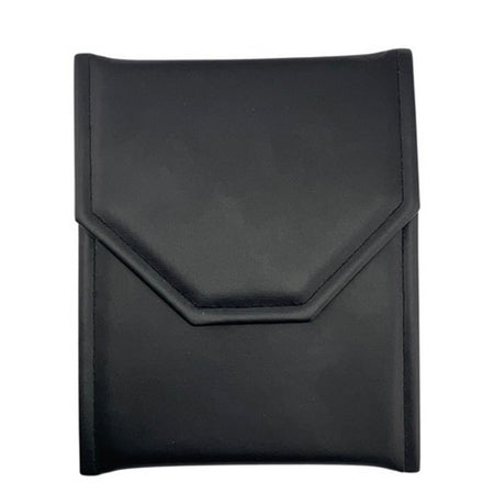 Black leatherette necklace folder with white satin interior for jewelry presentation (small)
